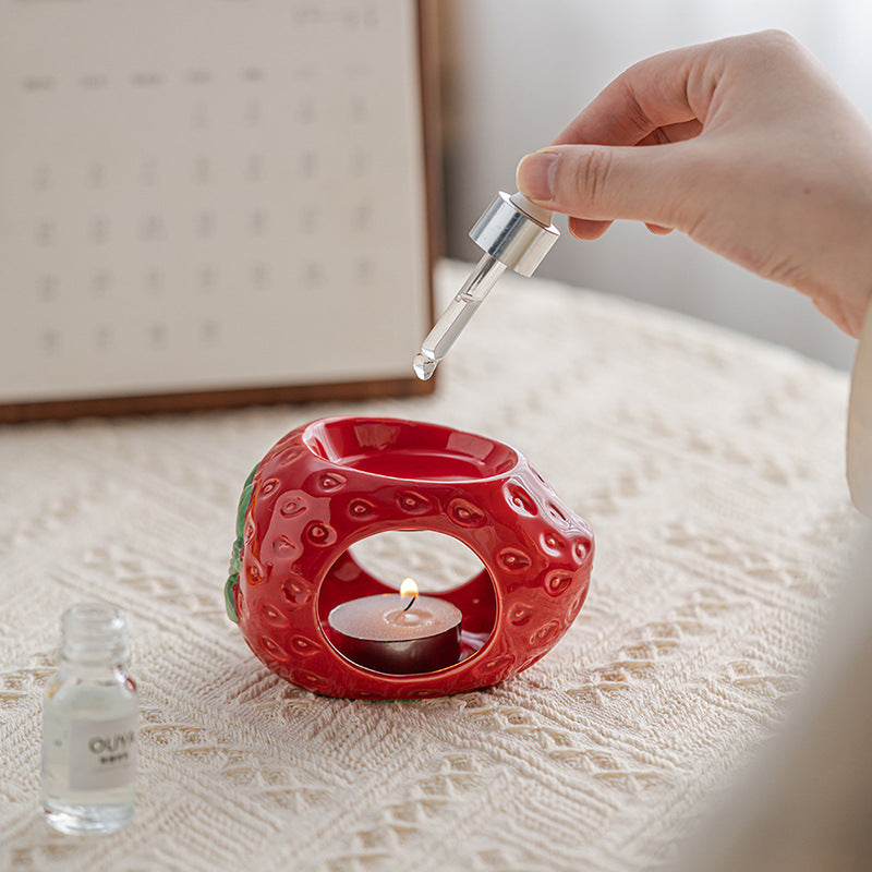Handmade Fruit Ceramic Aromatherapy Candle Holder - Strawberry, Orange, Lemon for Wax Melts & Essential Oils