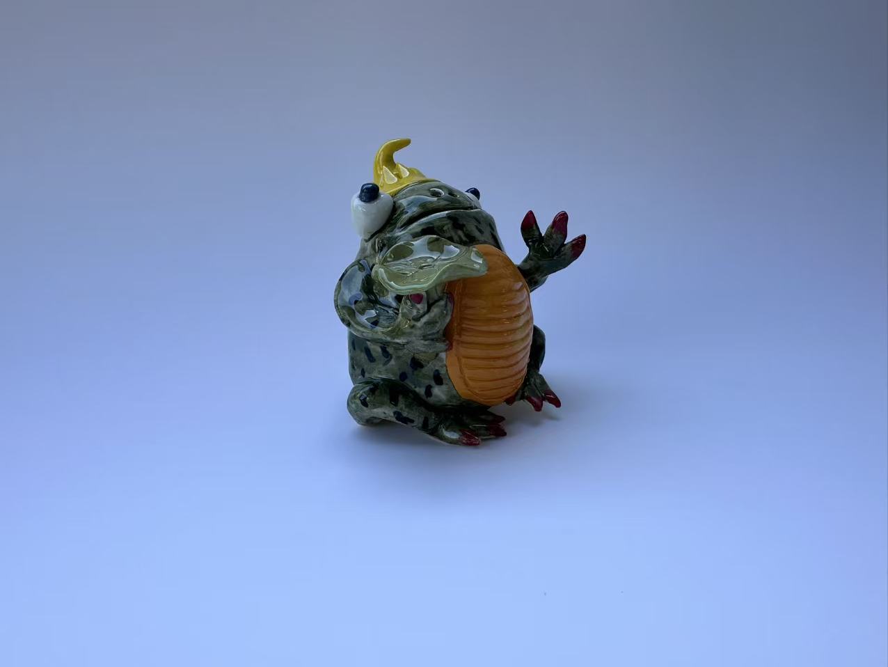Fantasy Crown Frog with Lotus Leaf | Handmade Frog Sculpture