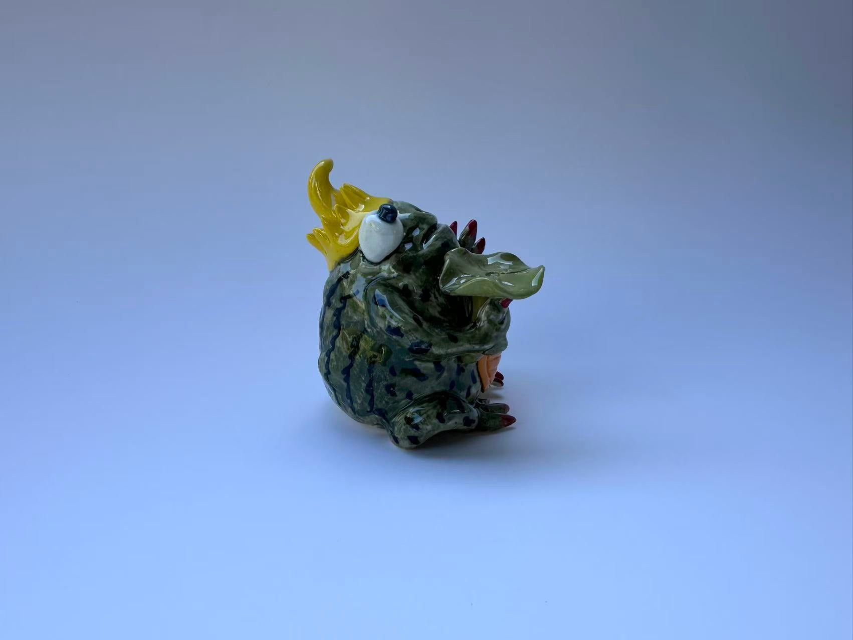Fantasy Crown Frog with Lotus Leaf | Handmade Frog Sculpture