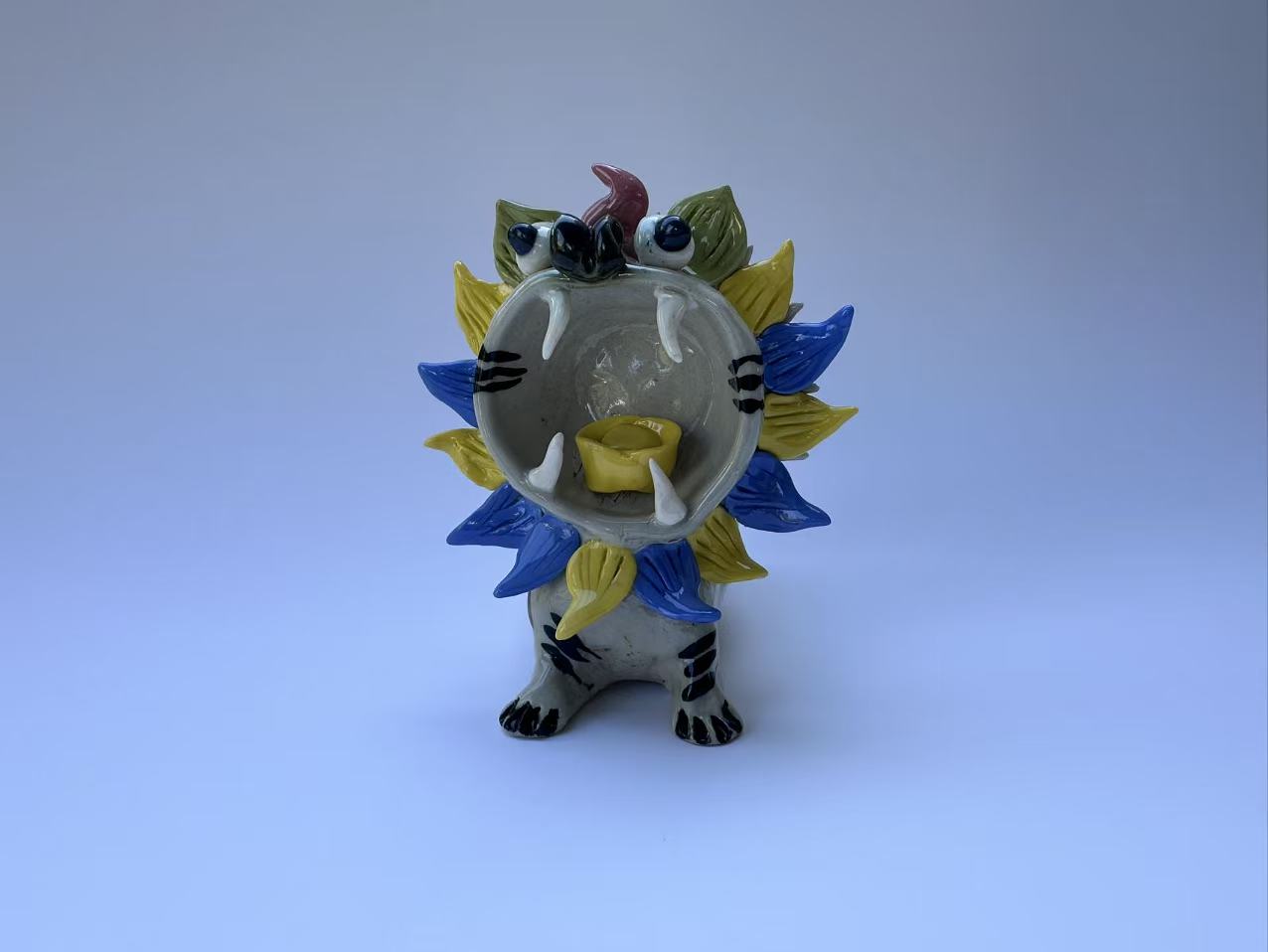 Handmade Colorful Mythical Cat Sculpture