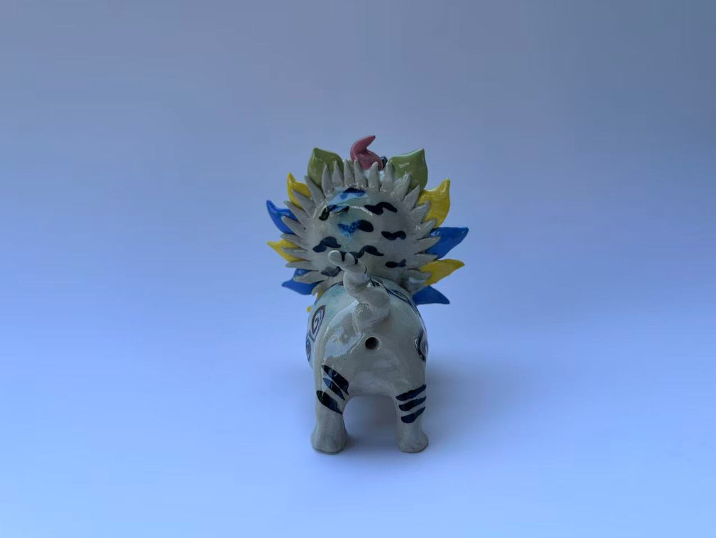 Handmade Colorful Mythical Cat Sculpture