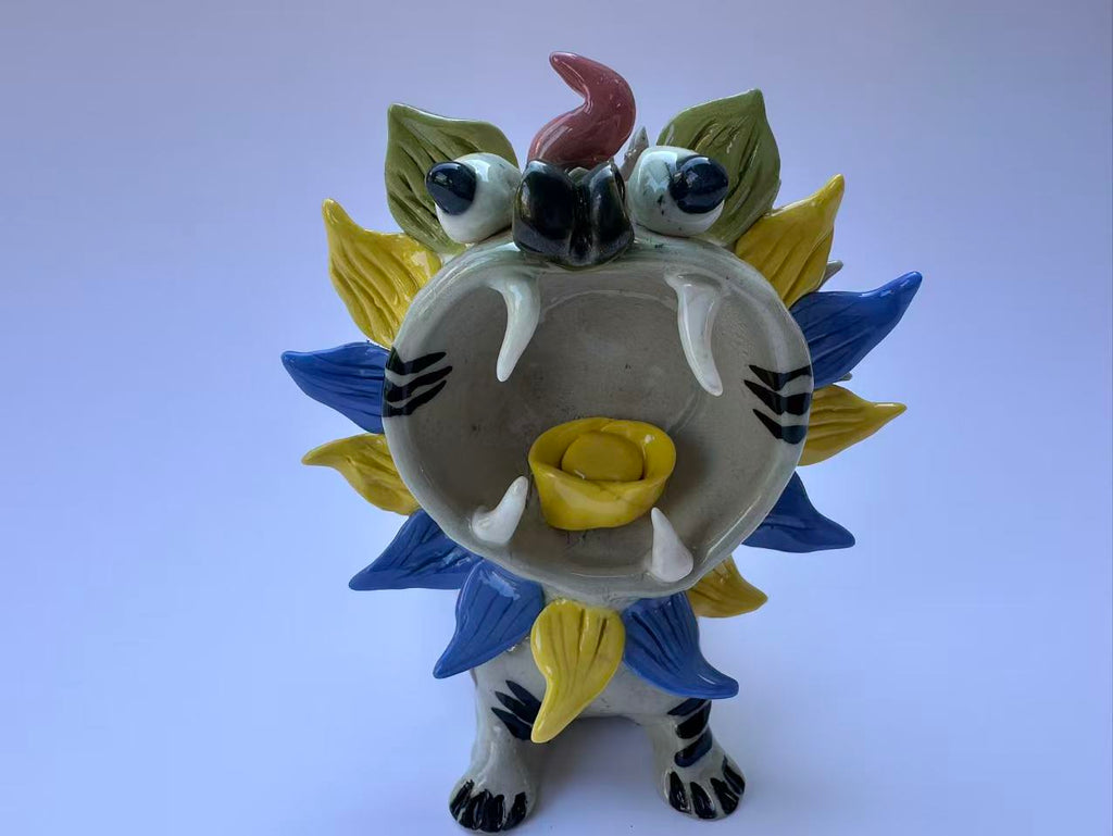 Handmade Colorful Mythical Cat Sculpture