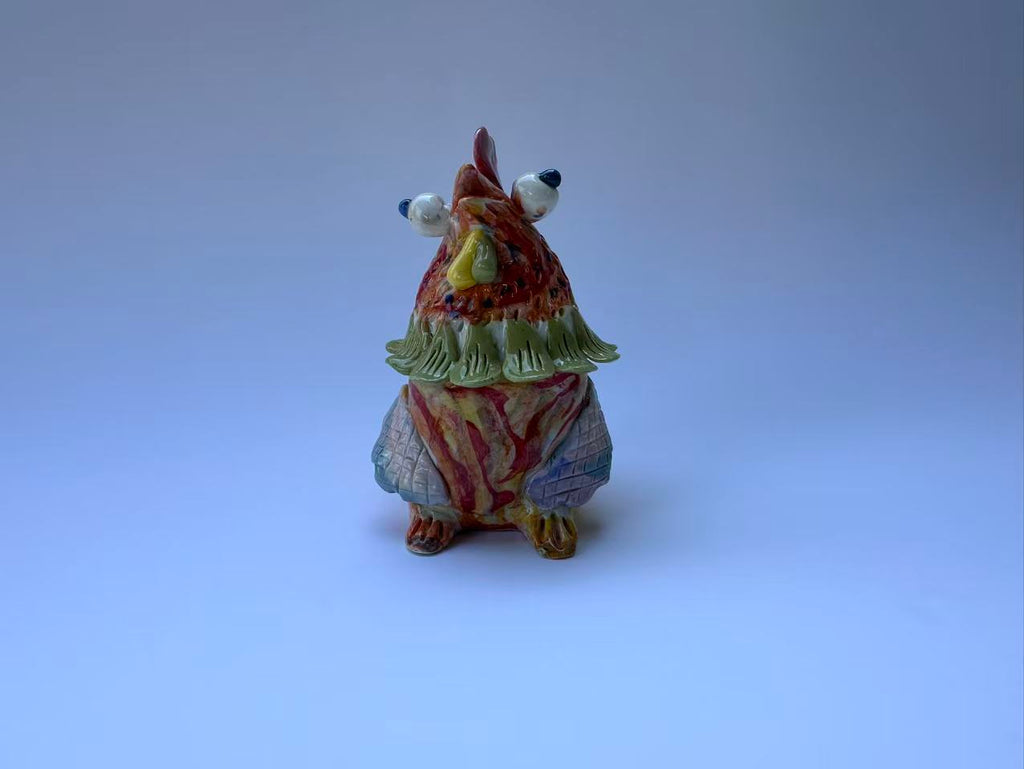 Handmade Colorful Rooster Art Sculpture
