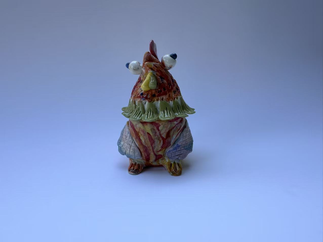 Handmade Colorful Rooster Art Sculpture