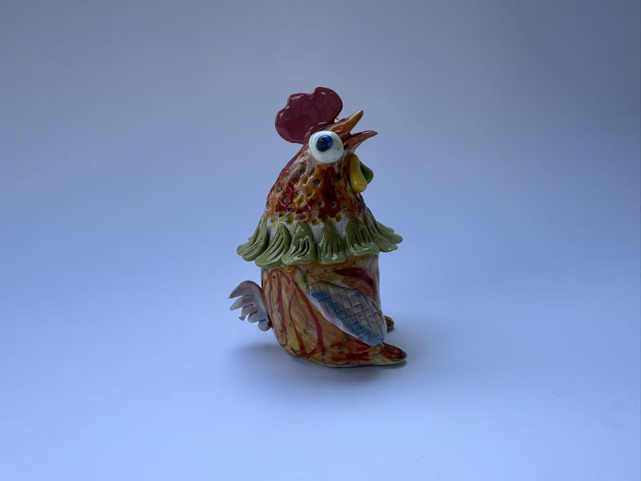 Handmade Colorful Rooster Art Sculpture