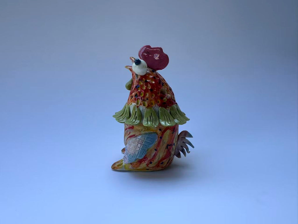 Handmade Colorful Rooster Art Sculpture