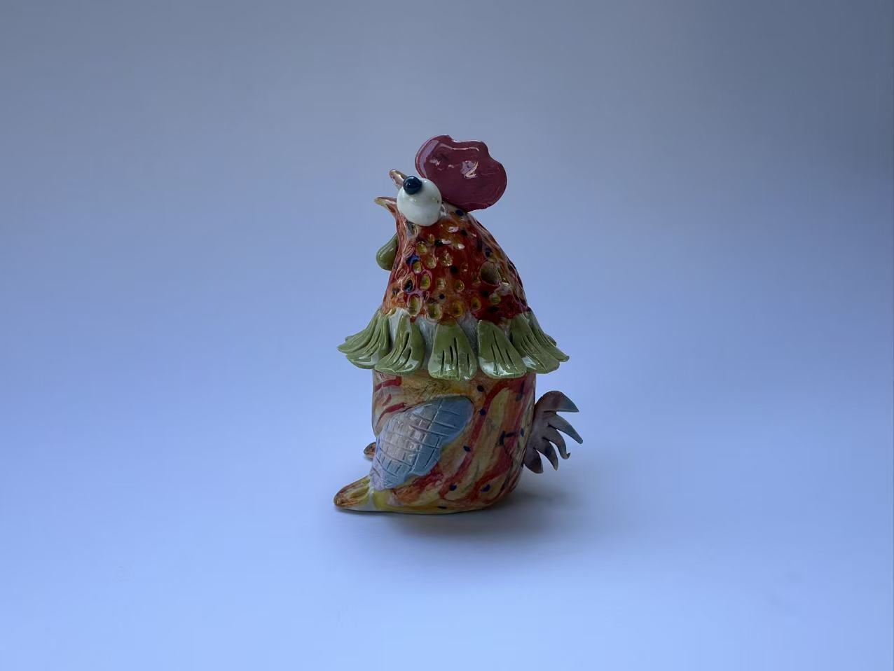 Handmade Colorful Rooster Art Sculpture