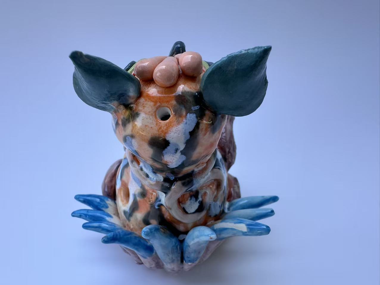 Handmade Colorful Nine-Tailed Fox Art Sculpture