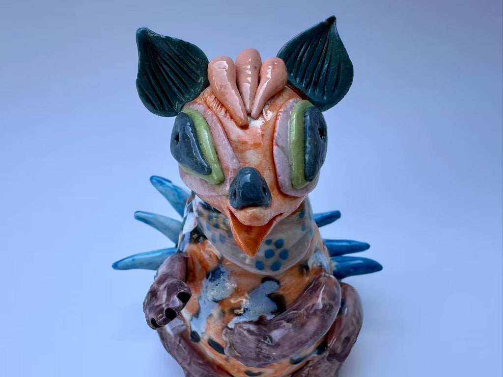 Handmade Colorful Nine-Tailed Fox Art Sculpture