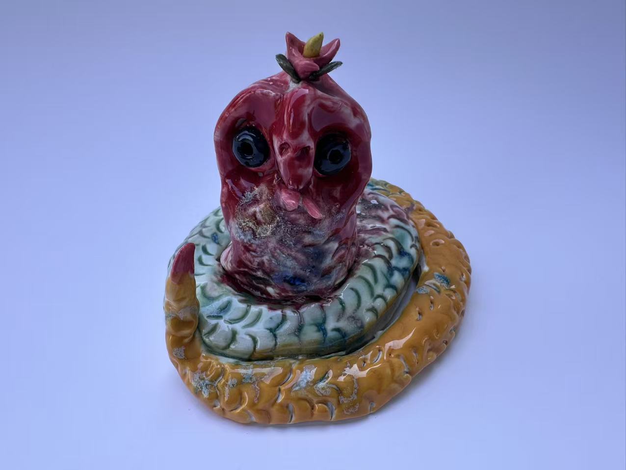 Handmade Colorful Snake Art Sculpture