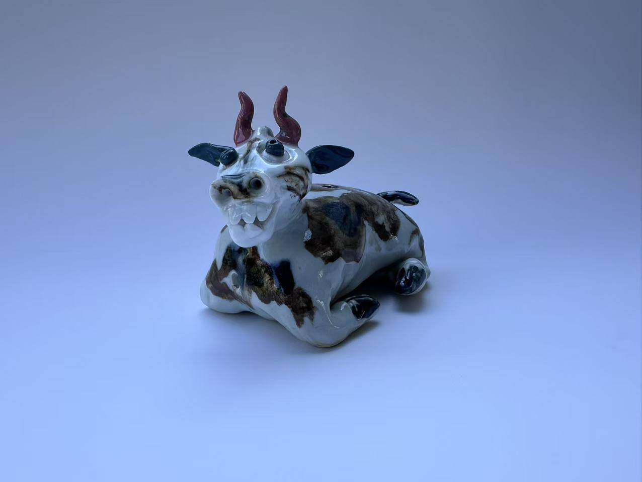 Handmade Colorful Ox Sculpture