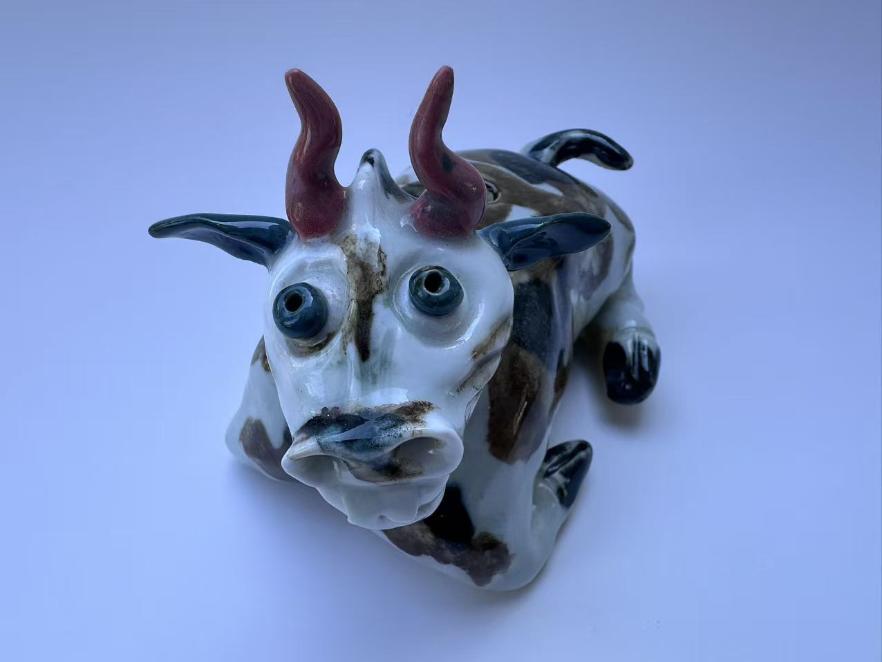 Handmade Colorful Ox Sculpture