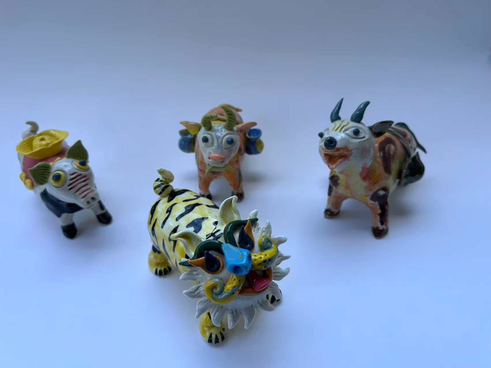 Handmade Whimsical Tiger Sculpture