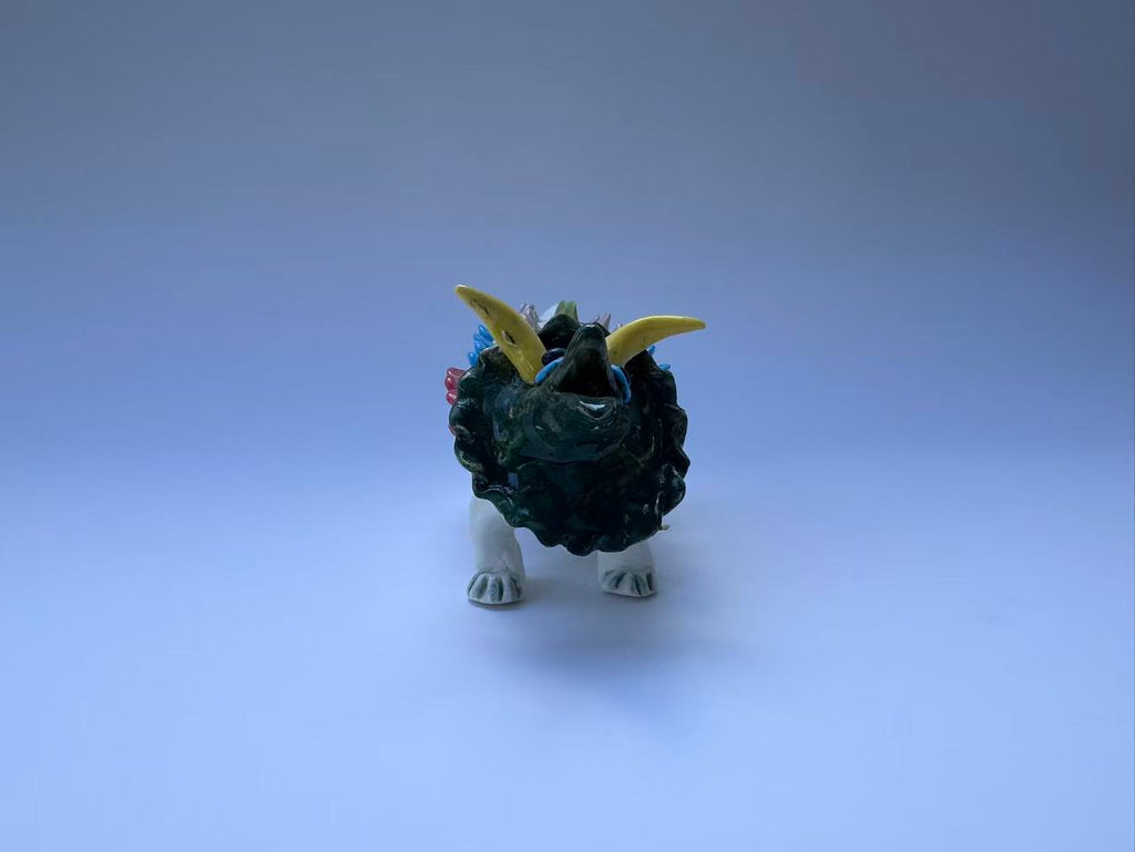 Handmade Colorful Triceratops Art Sculpture