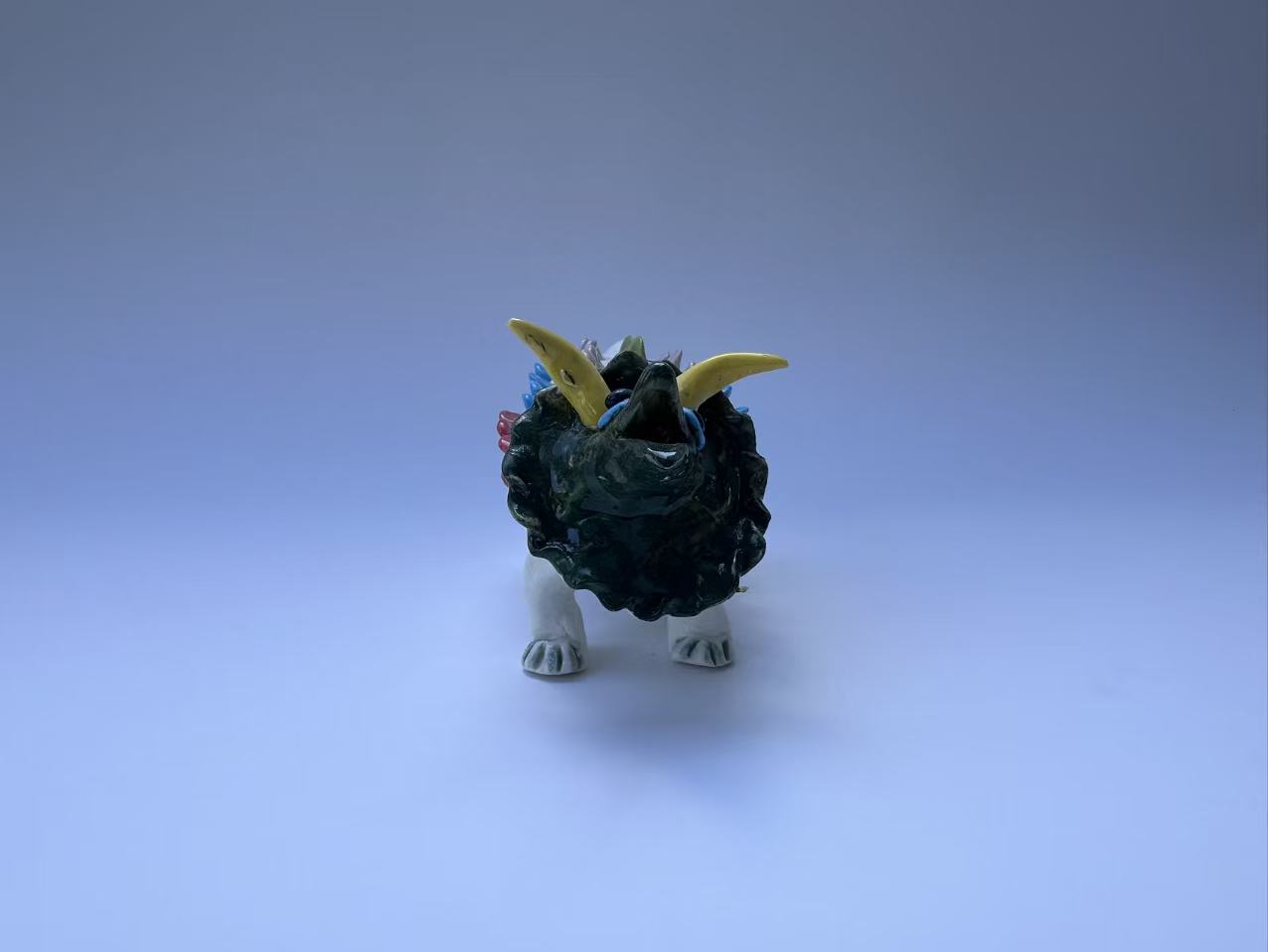 Handmade Colorful Triceratops Art Sculpture