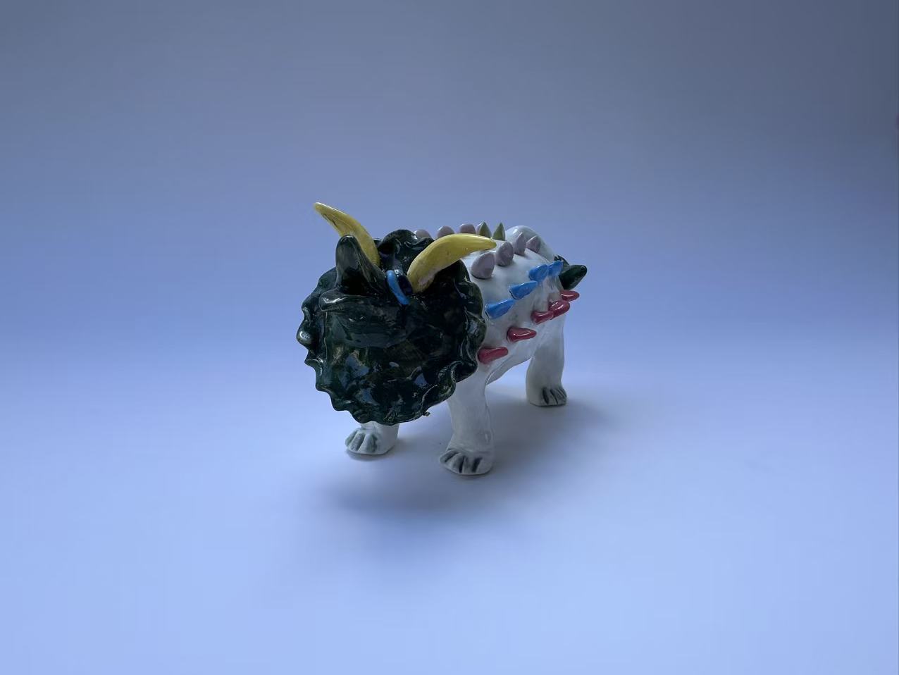 Handmade Colorful Triceratops Art Sculpture