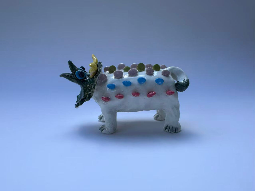 Handmade Colorful Triceratops Art Sculpture