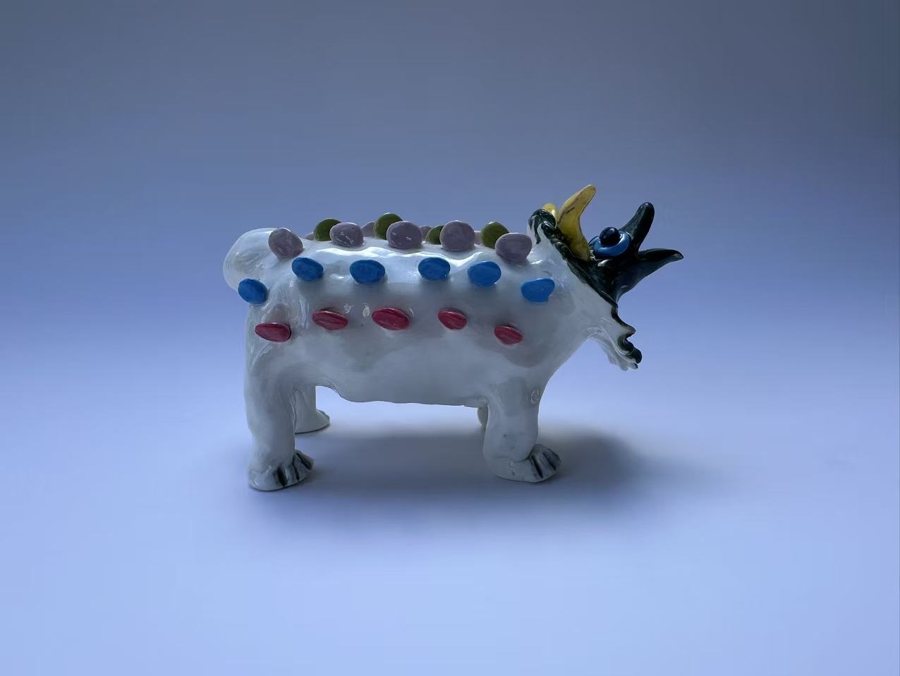 Handmade Colorful Triceratops Art Sculpture