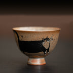 Handmade Yōhen Shino Cat Teacup - Small Gongfu Tea Cup