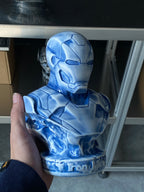 Superhero Blue Glaze Ceramic Bust