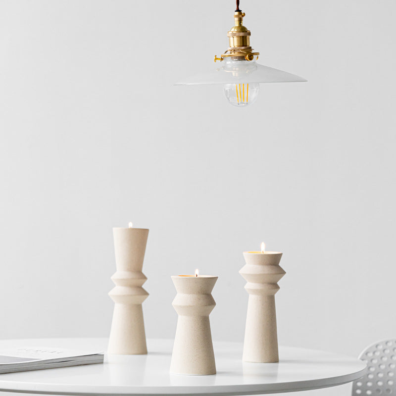 Raw Fired Ceramic Candle Holder | Waisted Pinch Pot Design | Minimalist & Wabi-Sabi Home Decor