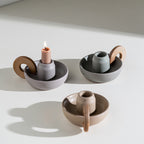Modular Raw Ceramic Candle Holder | Sculptural Nesting Design | Wabi-Sabi & Modern Home Decor