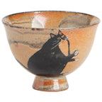 Handmade Yōhen Shino Cat Teacup - Small Gongfu Tea Cup