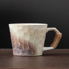 Wabi-Sabi Yōhen Stoneware Cup - Handmade Bound Rope Wide Mouth Coffee Mug