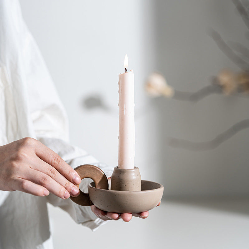 Modular Raw Ceramic Candle Holder | Sculptural Nesting Design | Wabi-Sabi & Modern Home Decor