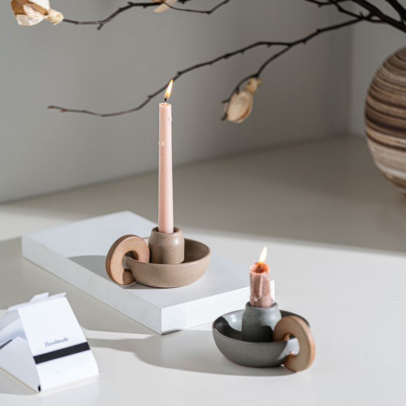 Modular Raw Ceramic Candle Holder | Sculptural Nesting Design | Wabi-Sabi & Modern Home Decor
