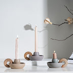 Modular Raw Ceramic Candle Holder | Sculptural Nesting Design | Wabi-Sabi & Modern Home Decor