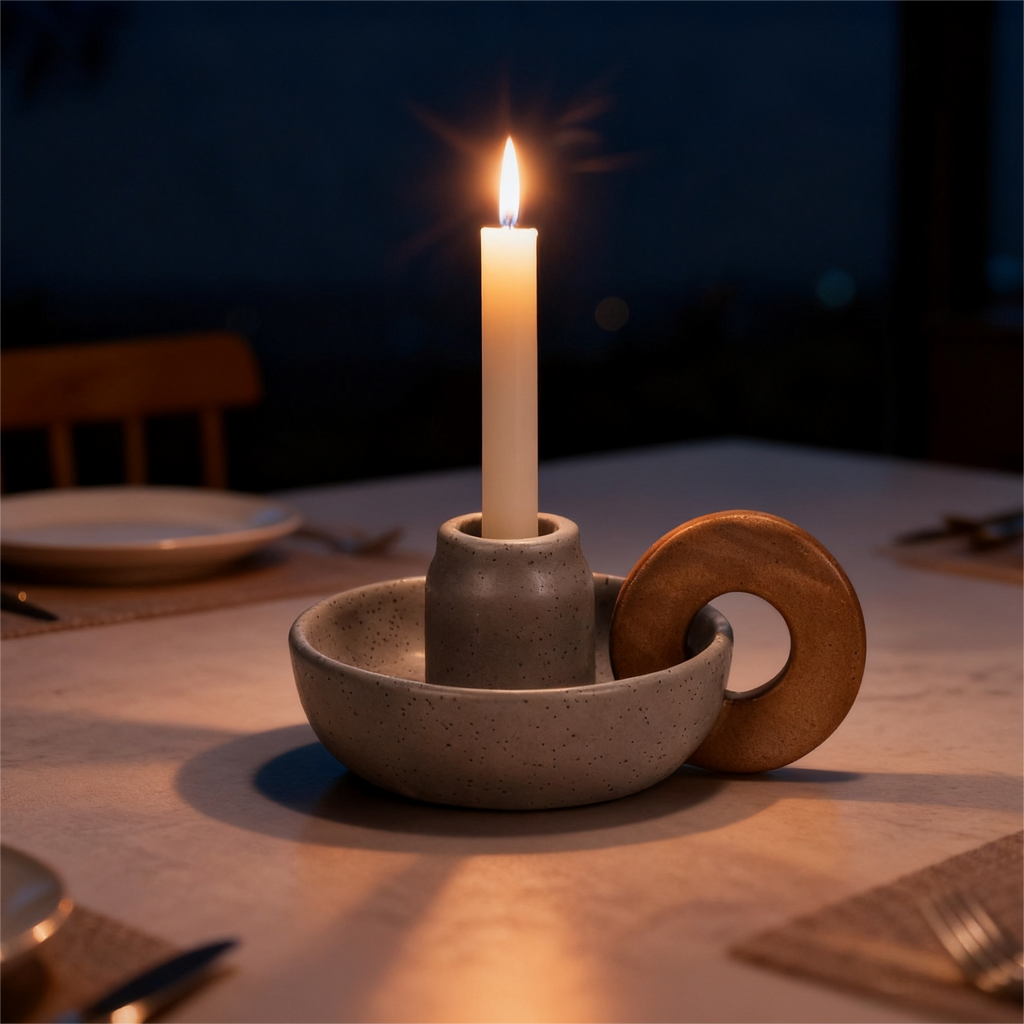 Modular Raw Ceramic Candle Holder | Sculptural Nesting Design | Wabi-Sabi & Modern Home Decor