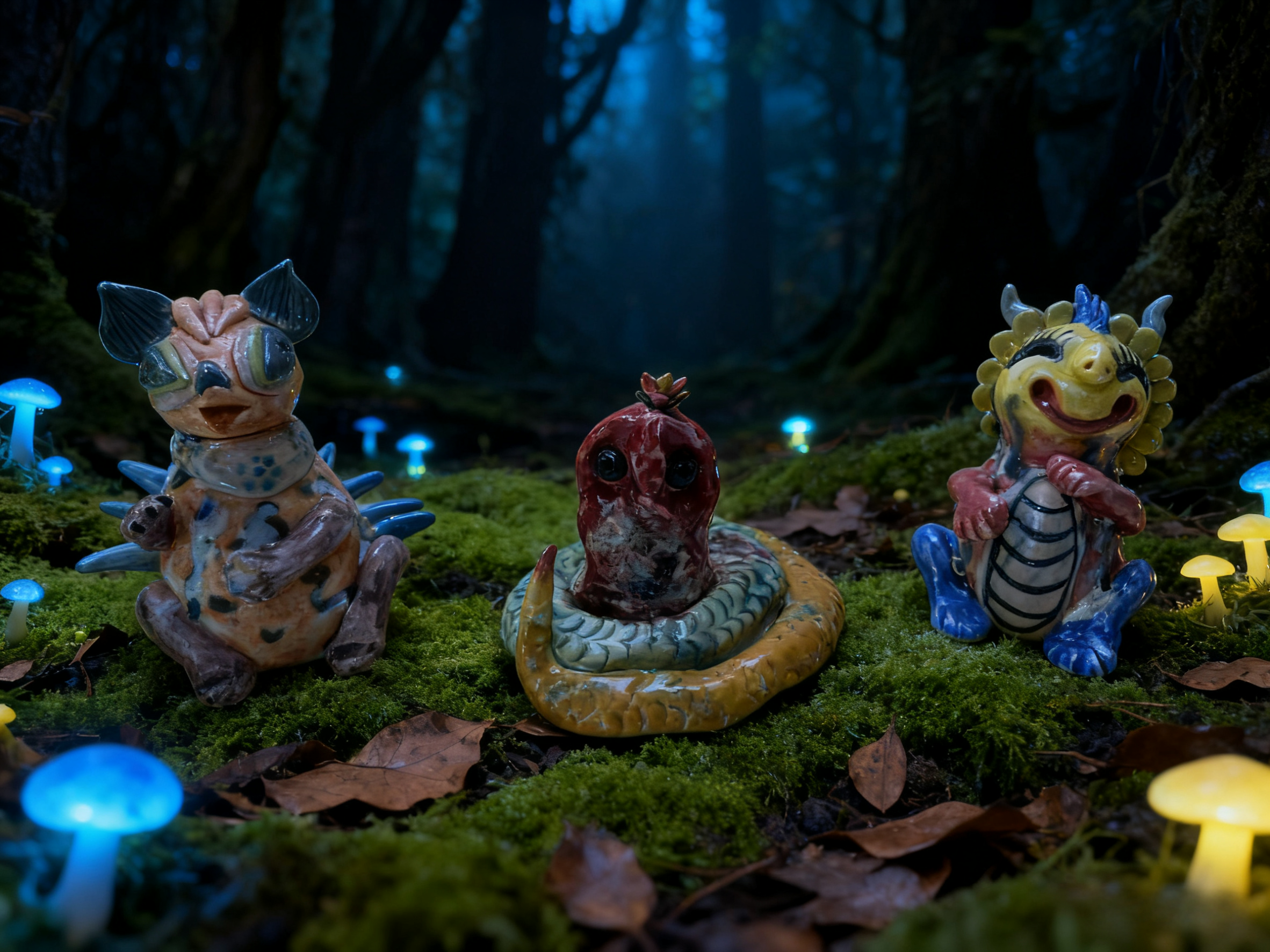 Handmade Colorful Little Dragon Art Sculpture