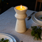 Raw Fired Ceramic Candle Holder | Waisted Pinch Pot Design | Minimalist & Wabi-Sabi Home Decor