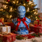 Superhero Blue Glaze Ceramic Bust