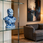 Superhero Blue Glaze Ceramic Bust