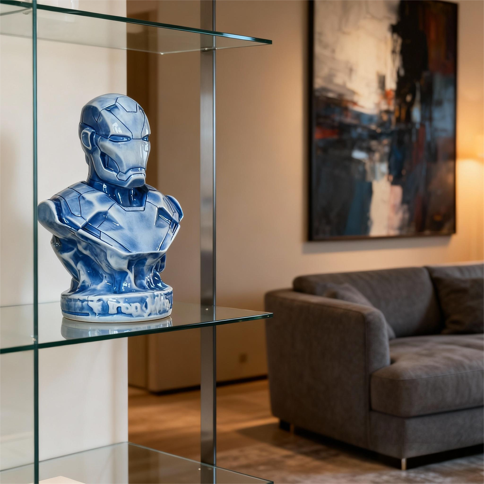 Superhero Blue Glaze Ceramic Bust