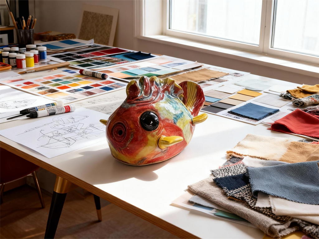 Playful Red-Yellow Handmade Fish