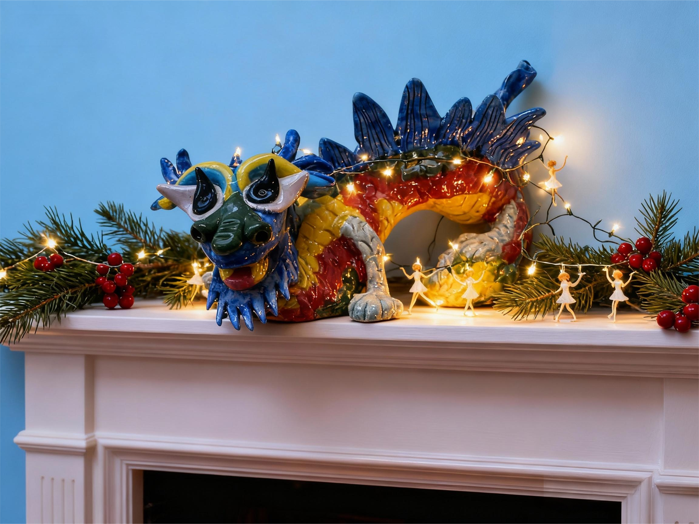 Handmade Colorful Dragon Art Sculpture