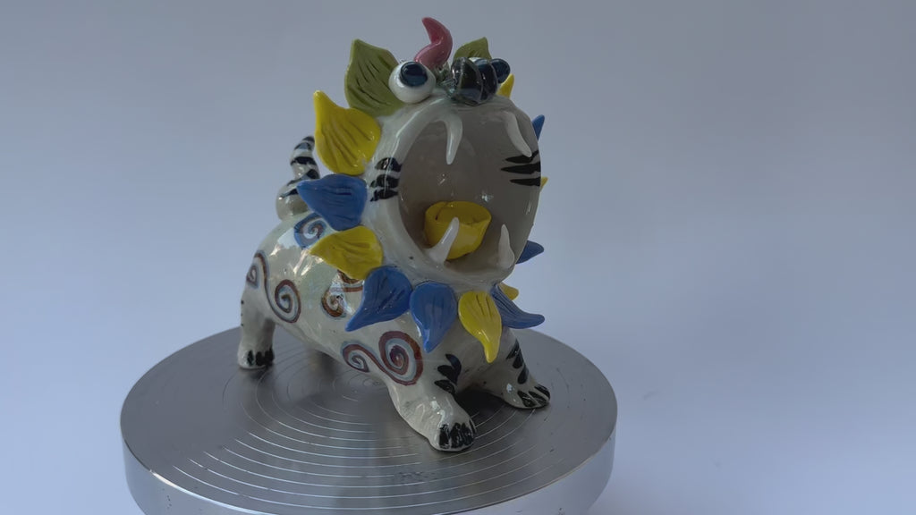 Handmade Colorful Mythical Cat Sculpture
