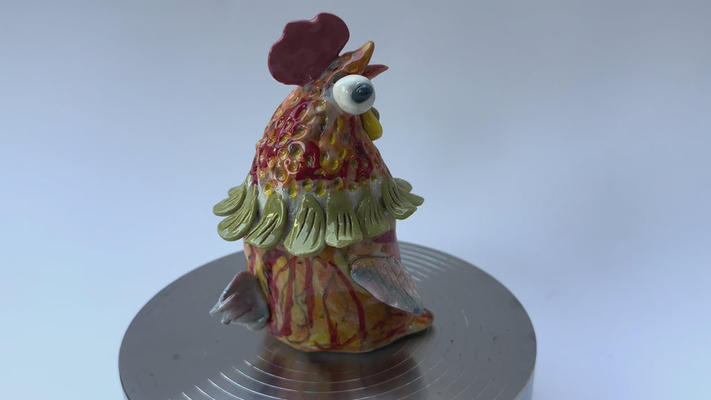 Handmade Colorful Rooster Art Sculpture