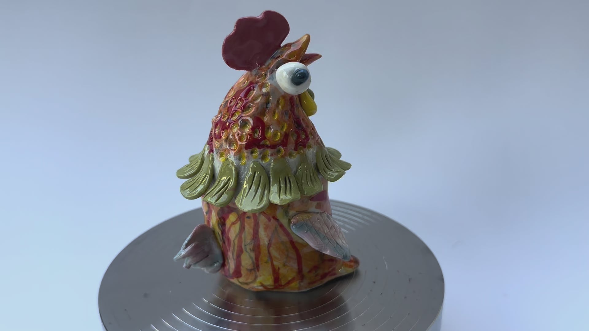 Handmade Colorful Rooster Art Sculpture
